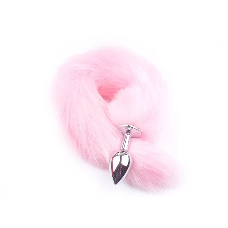 Fluffy Fox Tail Anal Plug with Polished Metal Base - Image 3