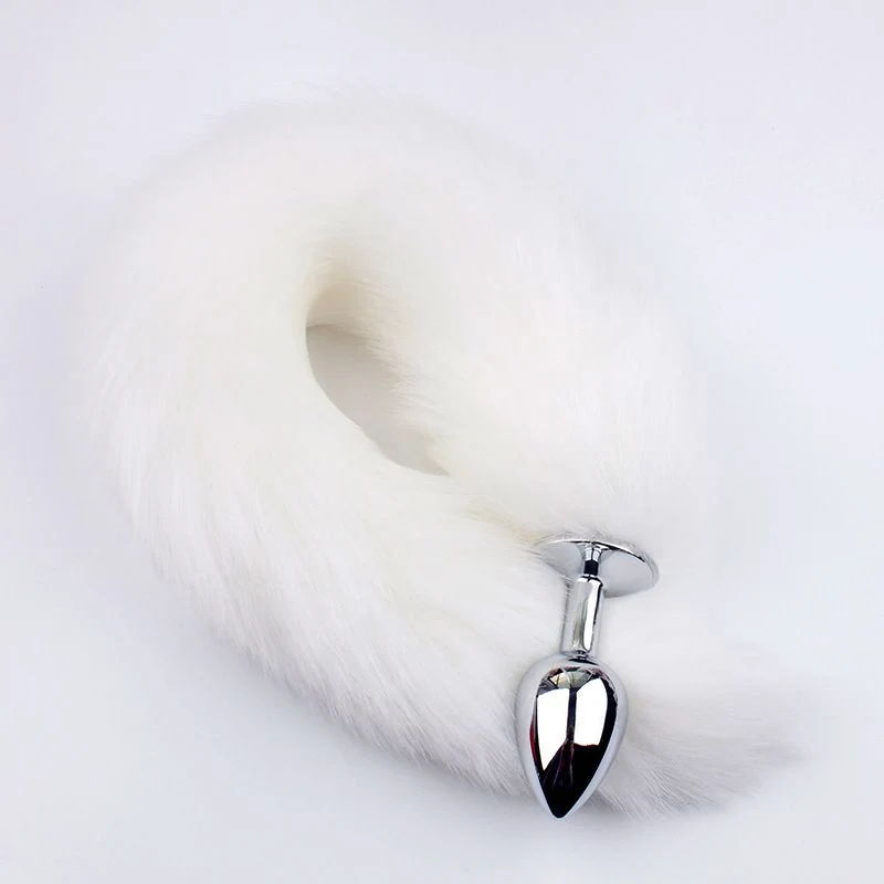 Fluffy Fox Tail Anal Plug with Polished Metal Base - Image 5