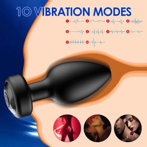 oreyurt Anal Plug Sex Toys Vibrator – Silicone Butt Plugs Training Kit with Remote Control, 10 Vibration Modes, Prostate Massager for Adults – Black