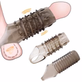 Smoky Textured Extension Sleeve with Multi-Point Stimulation Ring