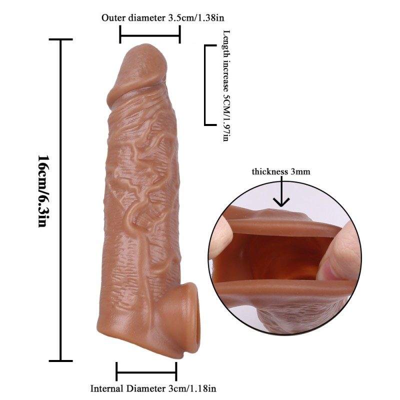 Ultra-Realistic Textured Extension Sleeve with Dual-Stimulation Design